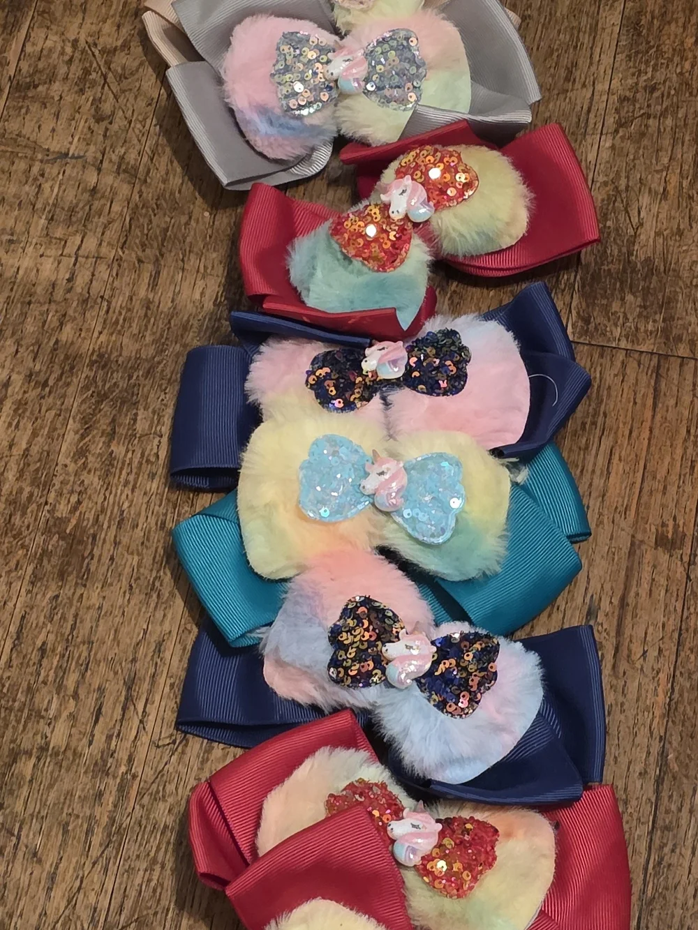 Kids Multicolor Sequin Bow Hair Clips - Plush Rainbow Design
